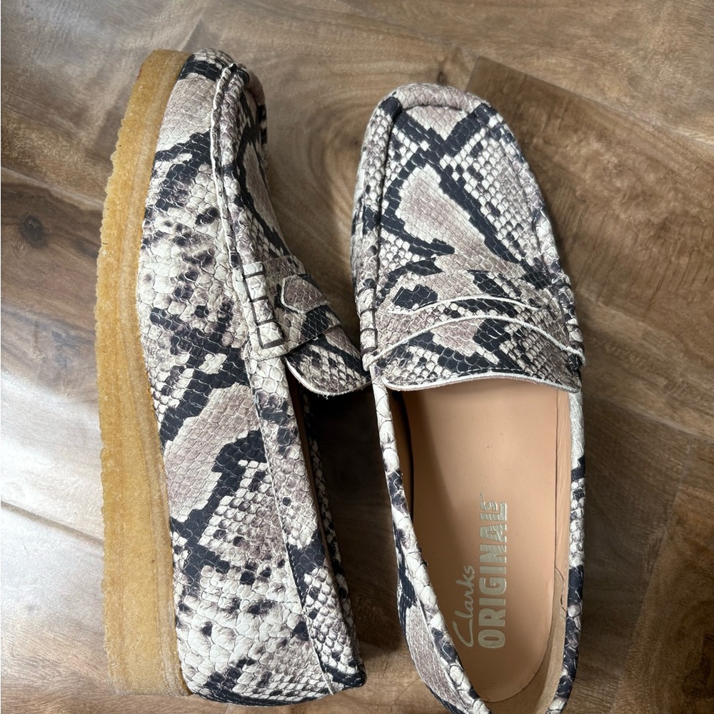Clarks Originals Snake Print Loafers